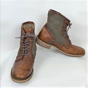 Caterpillar Brown Leather & Canvas Work Boots